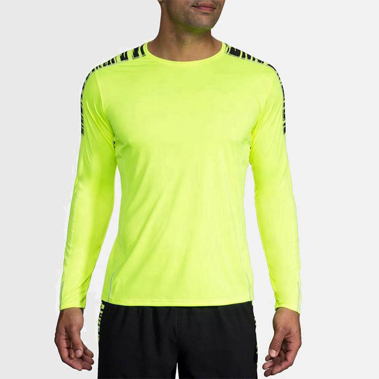 Brooks Nightlife Hardloopshirts Met Lange voor Heren Geel (JMZDG-4259)